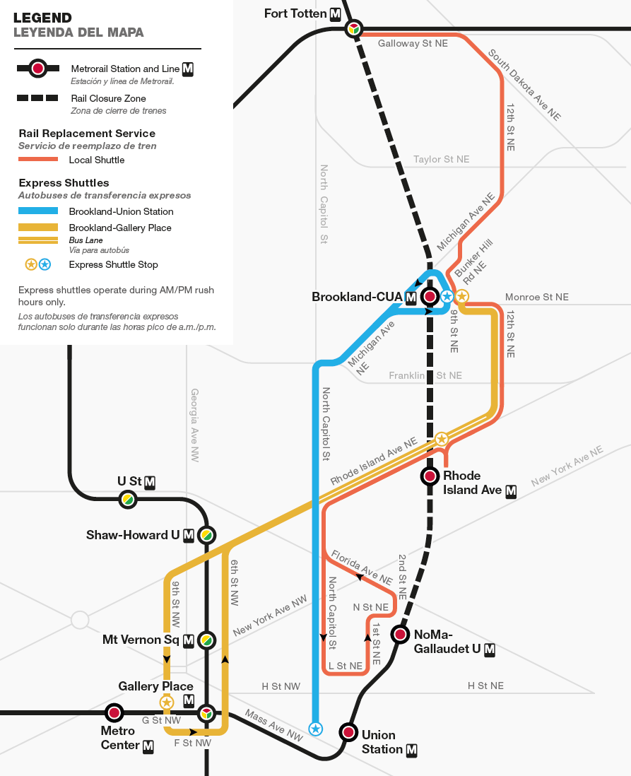 2018 Red Line Shutdown Shuttle Map