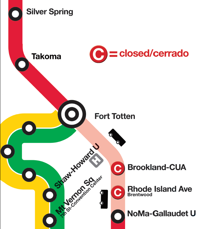 2018 Red Line Shutdown Map Ft. Totten - NoMa