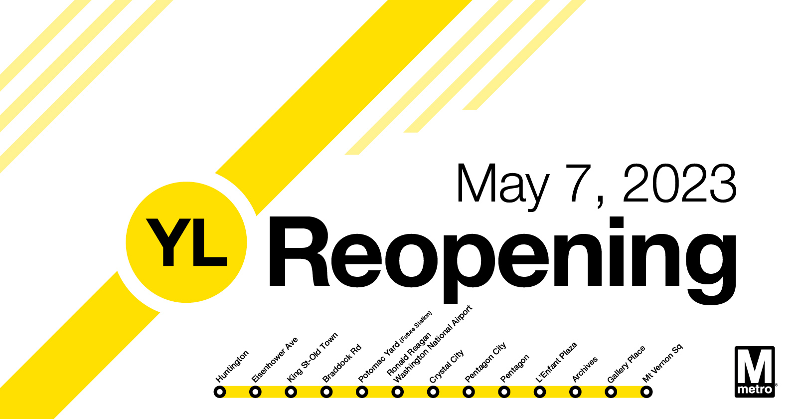 Yellow Line reopening graphic may 7 2023