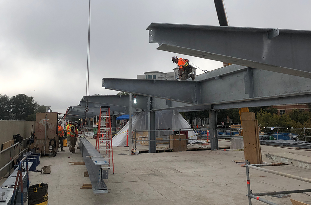Steel beam installation at Rockville Station