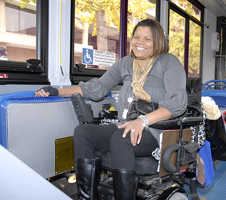 Metrobuses are equipped with wheelchair restraints for passengers who need that feature.
