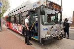 MTPD officers conduct inspections of buses to insure the safety of drivers and passengers.