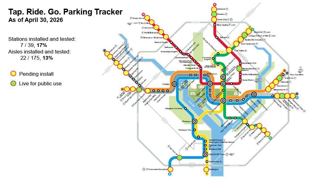 Graphic of stations where Tap. Ride. Go. is live