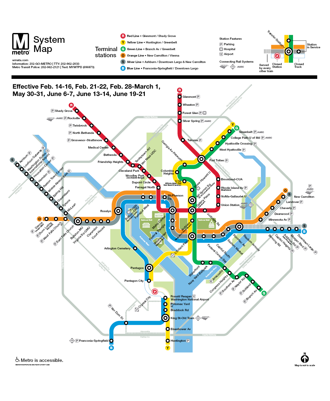 Metro system map with 7 weeks of construction