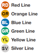 Accessible colors for Metro rail lines