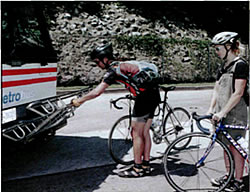 Loading a bike onto a bus rack, step 4