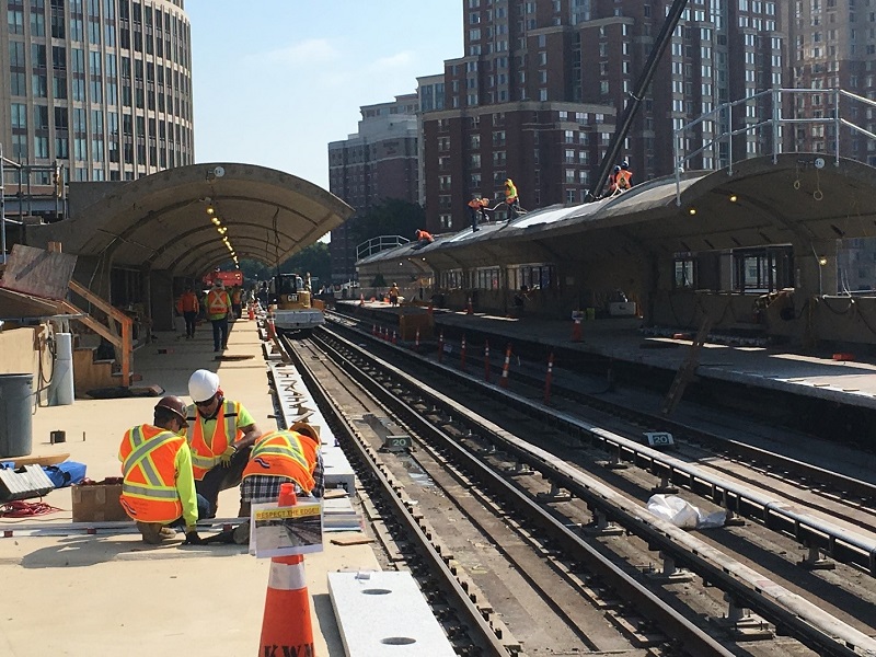 Eisenhower Avenue Station Platform Improvement Project work underway