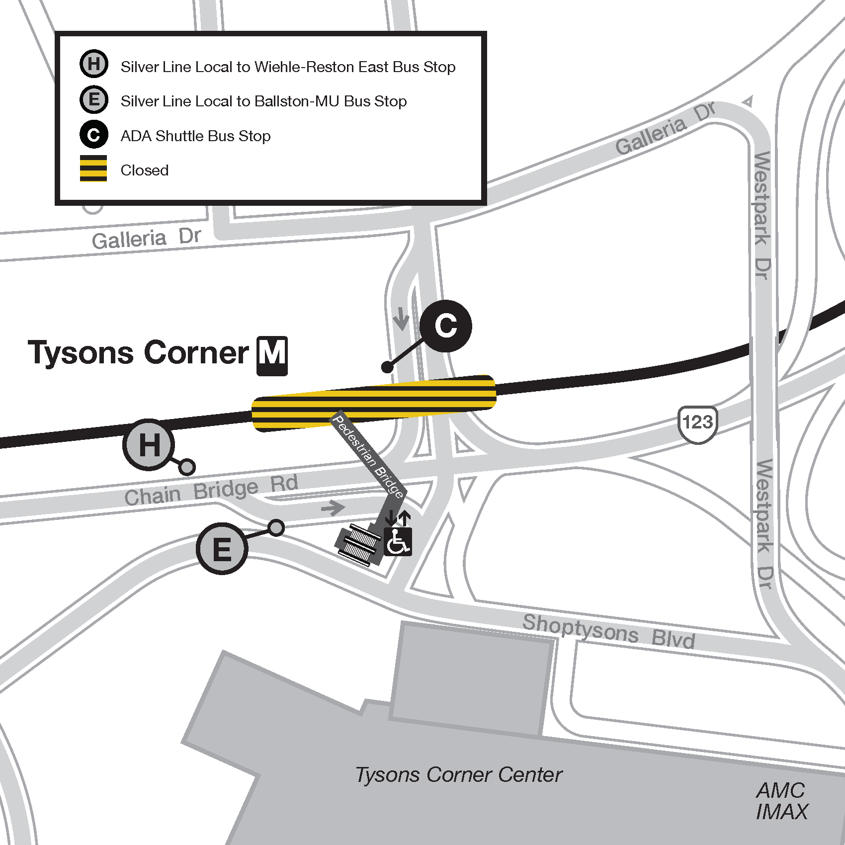 Tysons 2020 summer shutdown shuttle locations