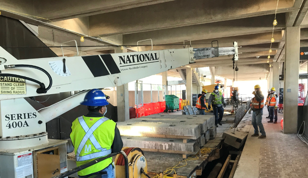 West Falls Church - removing granite edges from the platform