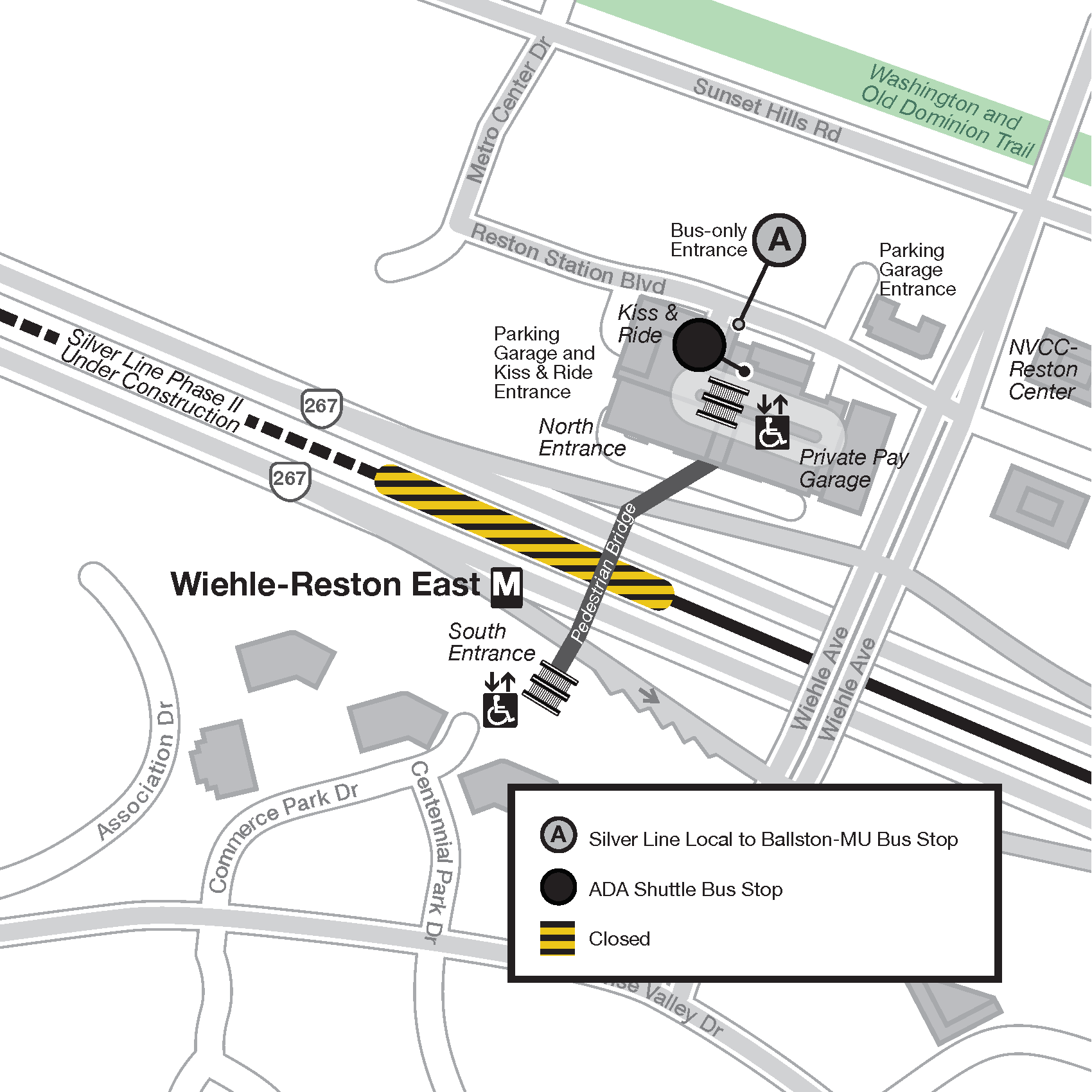 Wiehle-Reston East 2020 summer shutdown shuttle locations