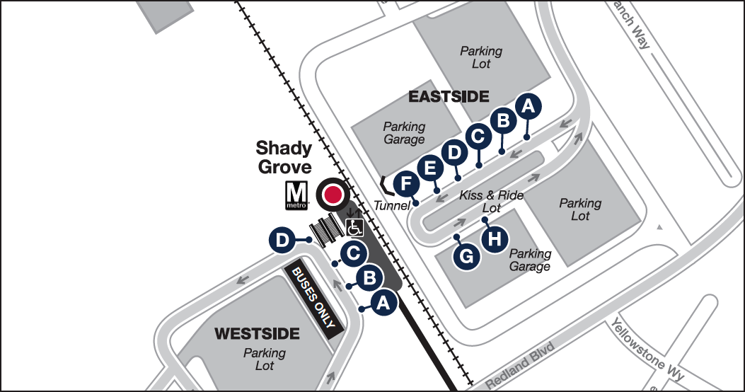 Shady Grove West Kiss and Ride Lot Closure map 2021