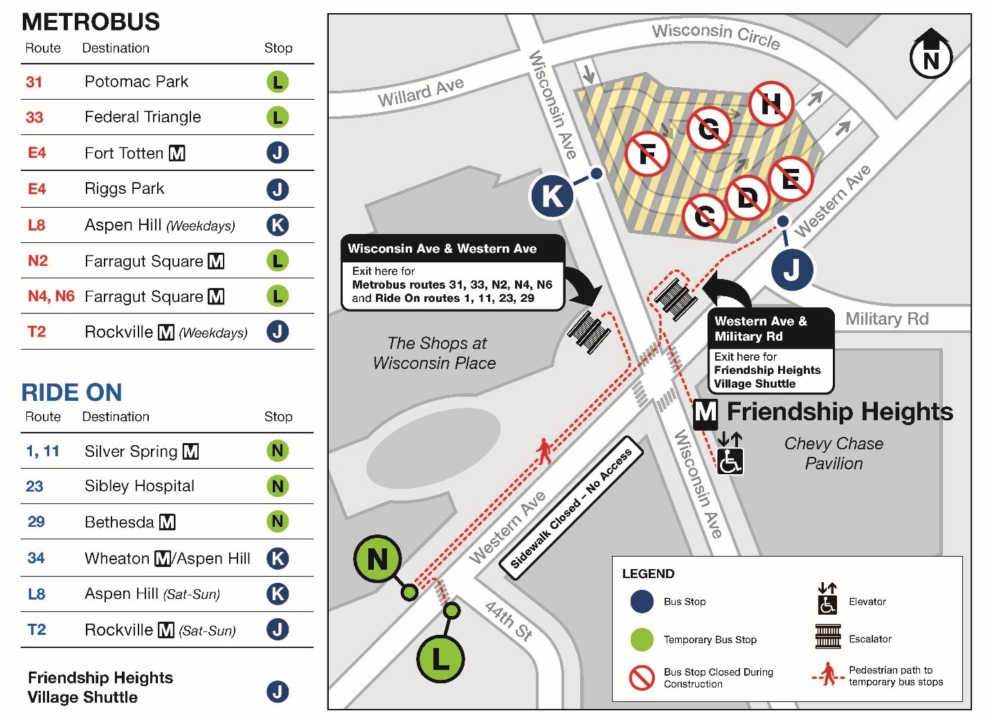 Bus Service and Temporary Boarding Locations
